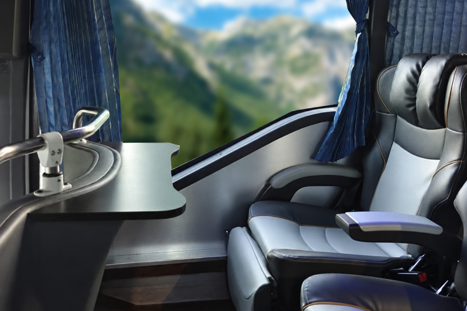 Leather seating inside a Tliner Premium Class coach